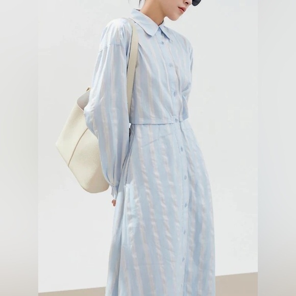 MOUSSY PENELOPE STRIPED‎ BUTTON UP DRESS maxi SIZE Small - Picture 6 of 16